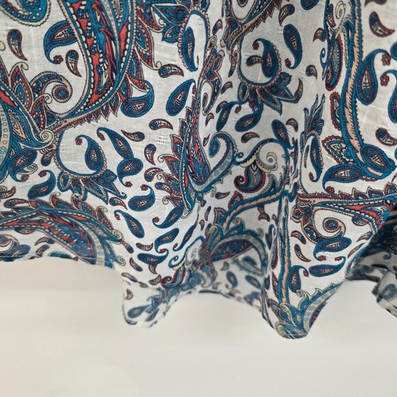 NWT Terra & Sky Peasant Top Paisley Print Ruffle Sleeve Plus 3X Blue Square Neck - Picture 6 of 15